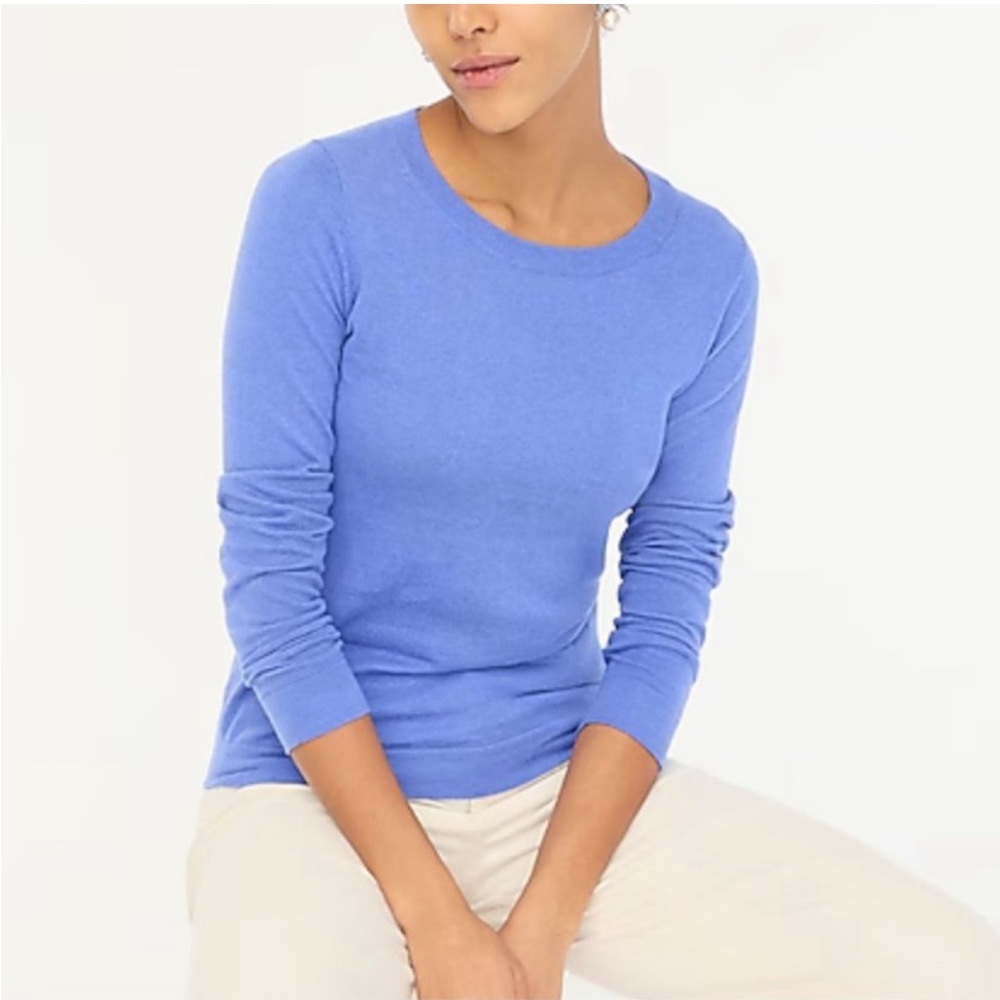 J. Crew Teddie Crew Neck Sweater Periwinkle Minimalist Preppy Boho Chic M